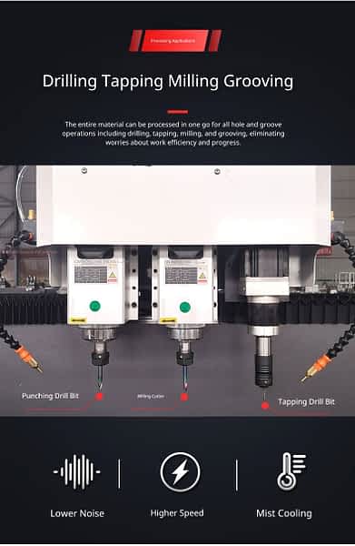 3500mm 3 Axis Aluminum profile double head CNC drilling milling Machine