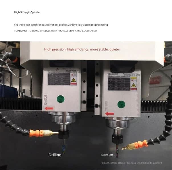 3500mm 3 Axis Aluminum profile double head CNC drilling milling Machine