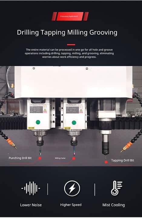 3500mm 3 Axis Aluminum profile double head CNC drilling milling Machine