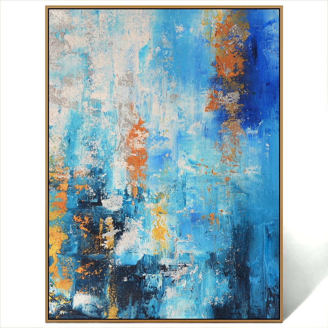 Abstract blue and orange painting