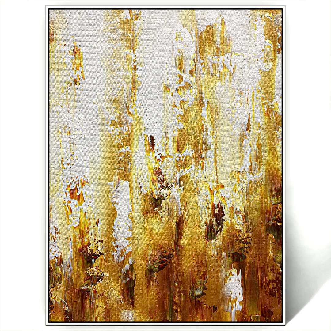 abstract golden art painting canvas