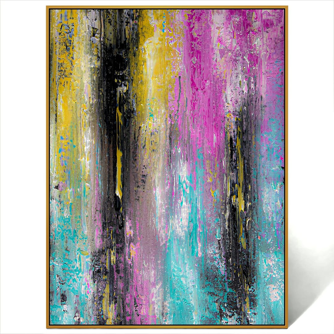 Abstract multicolor textured art painting canvas
