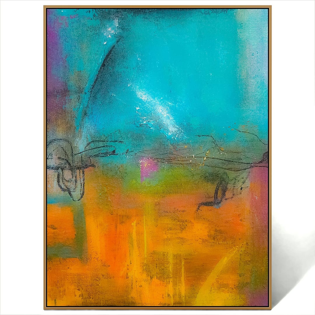 abstract orange green art canvas