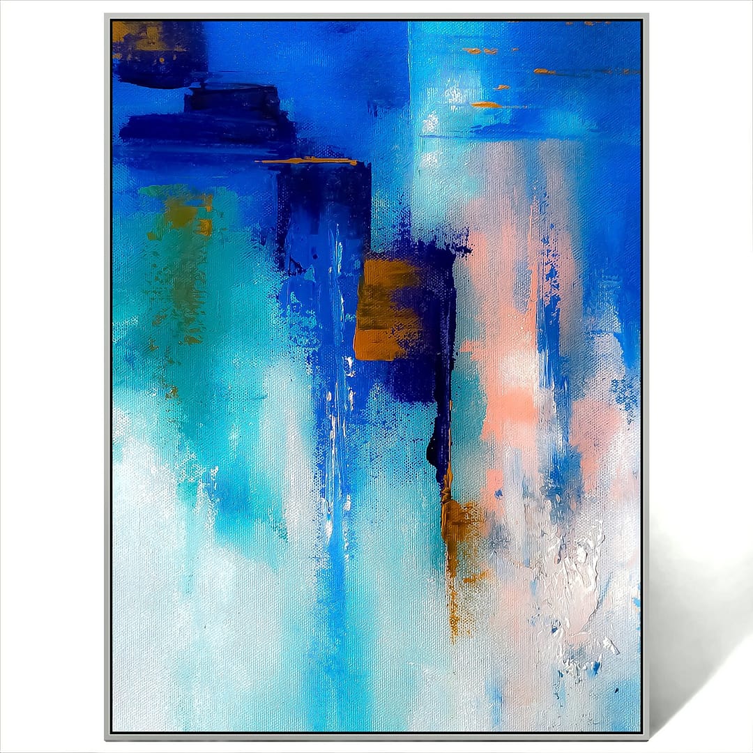 abstract blue pink white art