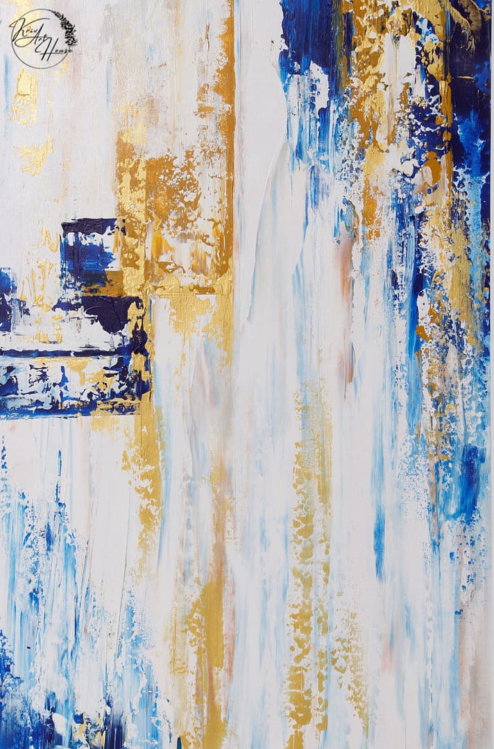 abstract blue gold painting