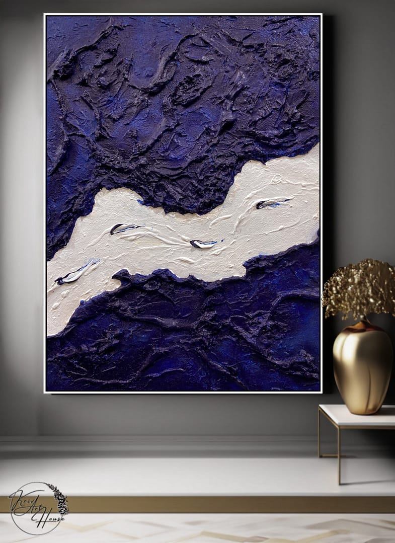 Modern Abstract Landscape River Canvas Art Textured Painting For Living Room Wall Decoration - Image 2