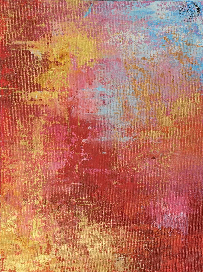 abstract gold green painting