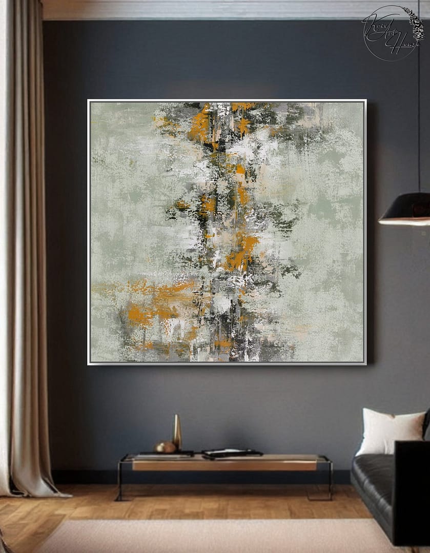 beige abstract art painting