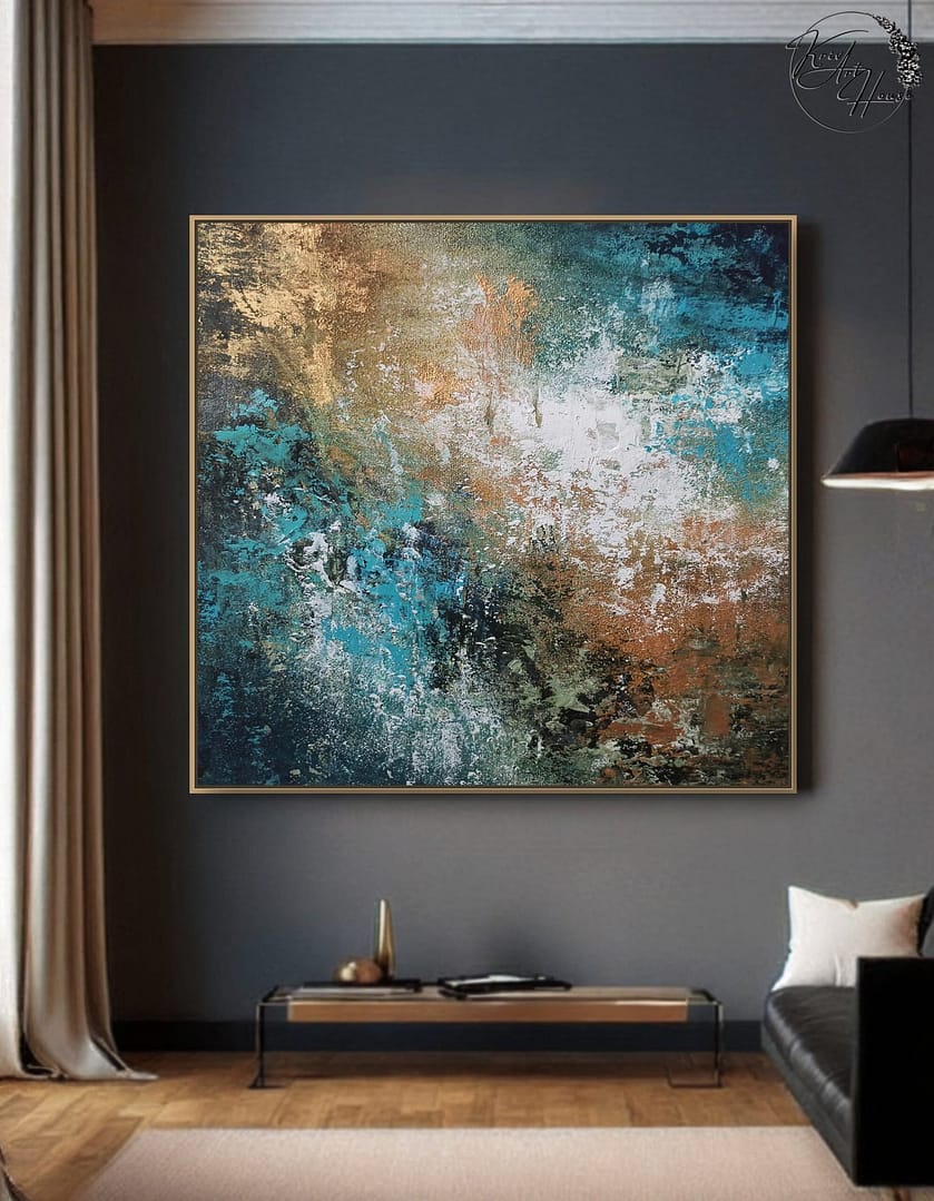 blue gold wall art