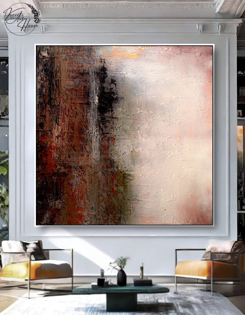 Textured Black Brown Art On Canvas Abstract Painting For Home - Image 2