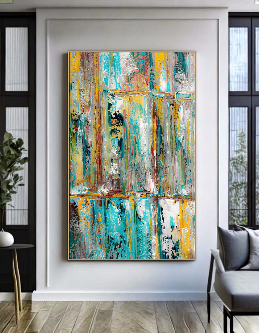 Abstract Extra Large Geometric Wall Art Textured Painting On Canvas For Room Wall - Image 4