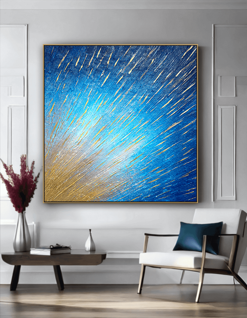 blue gold abstract art