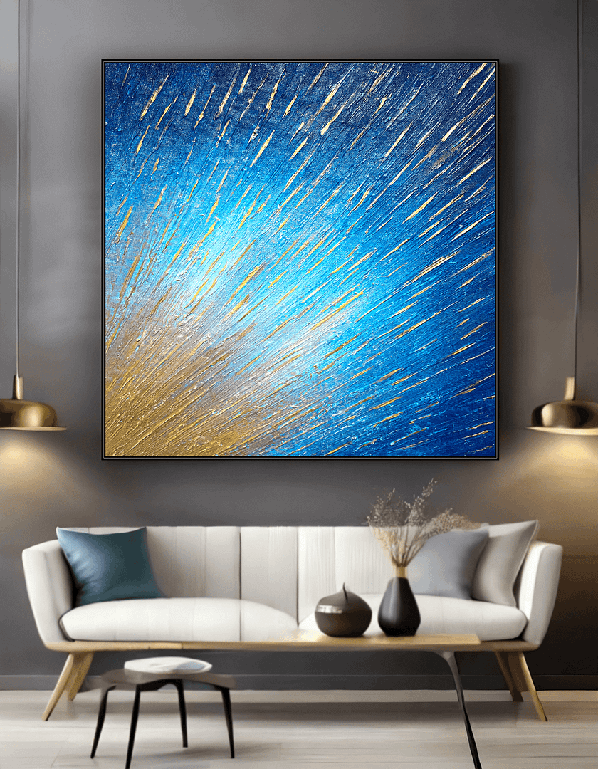 abstract blue gold art