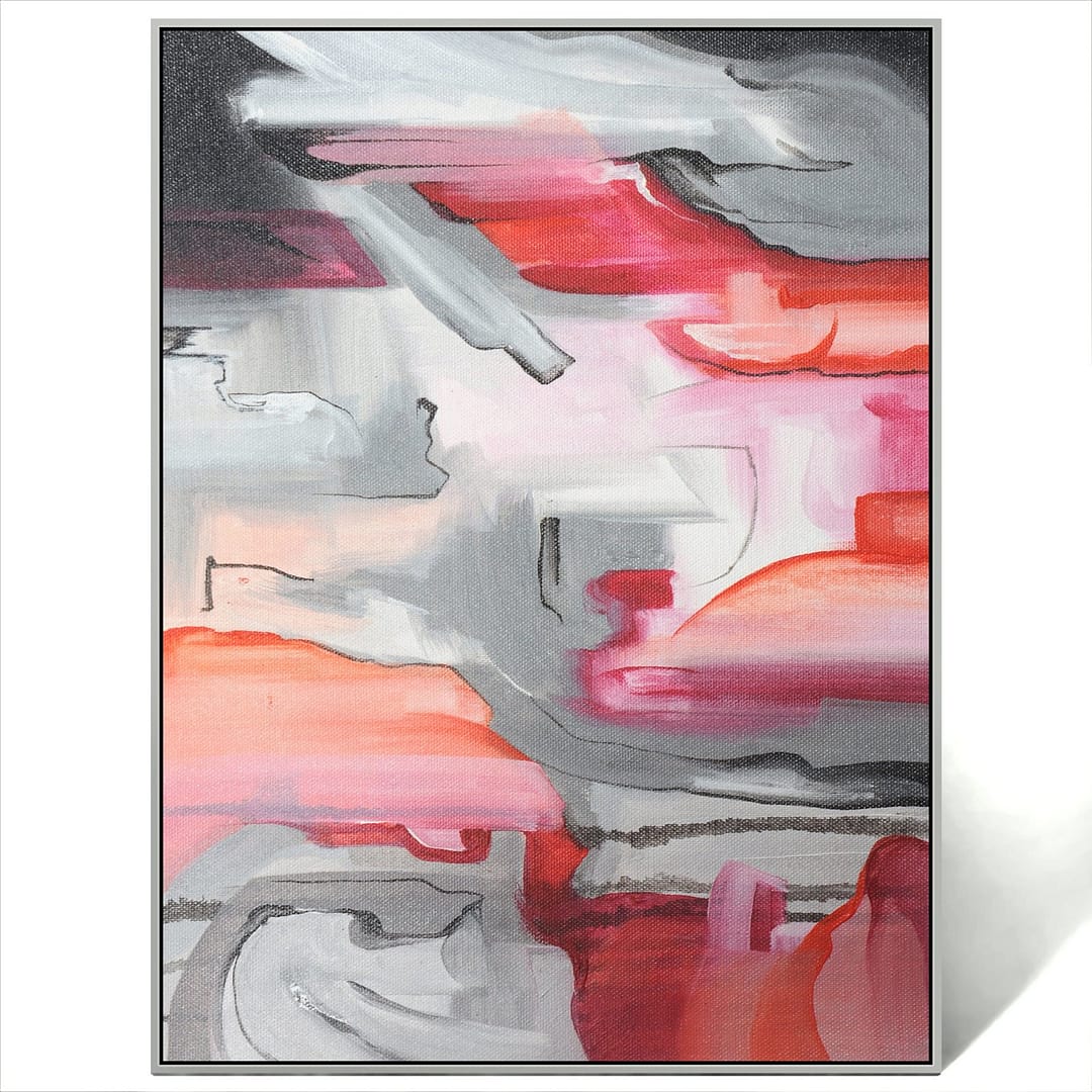 abstract red grey painting