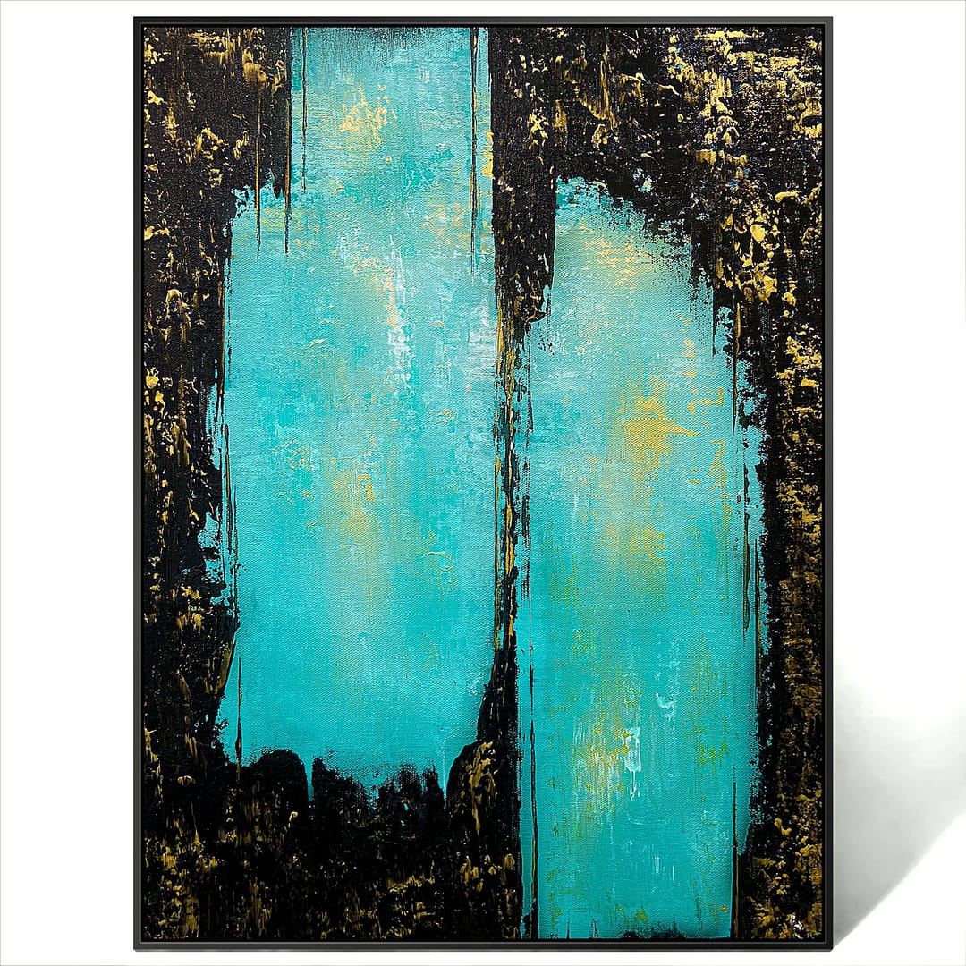 Abstract blue black gold art