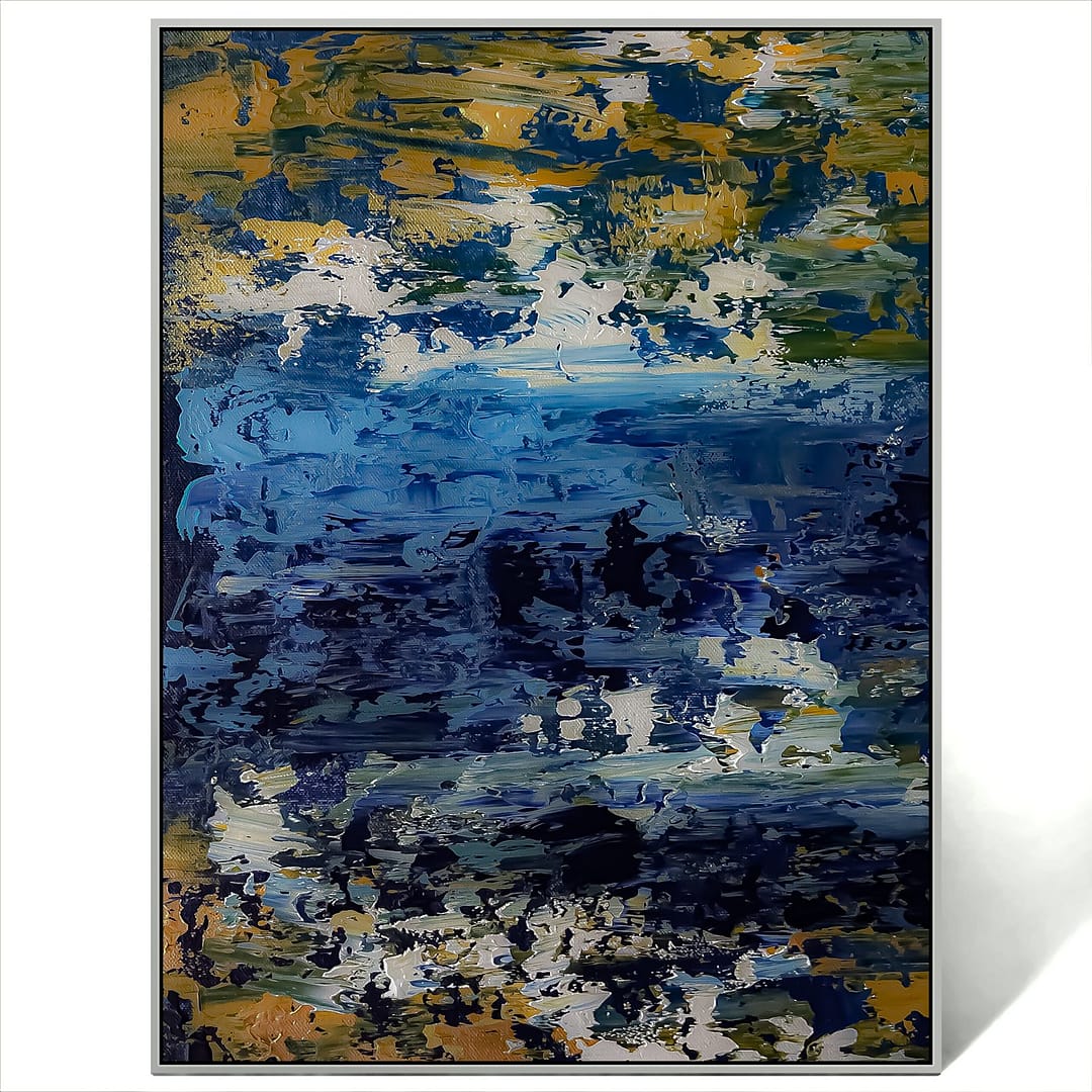 abstract blue gold white art