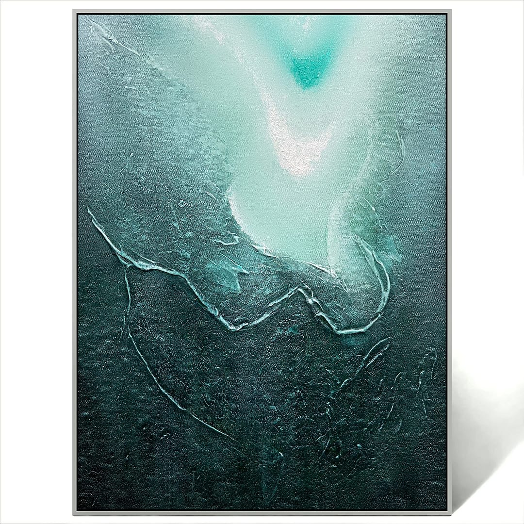 green textured minimal painting