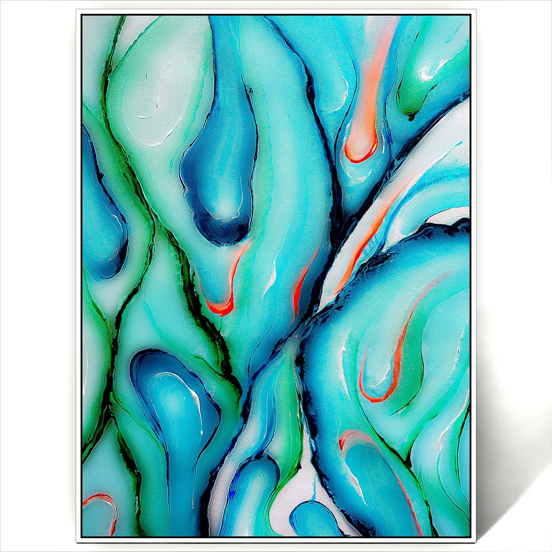 contemporary blue pink art painting canvas