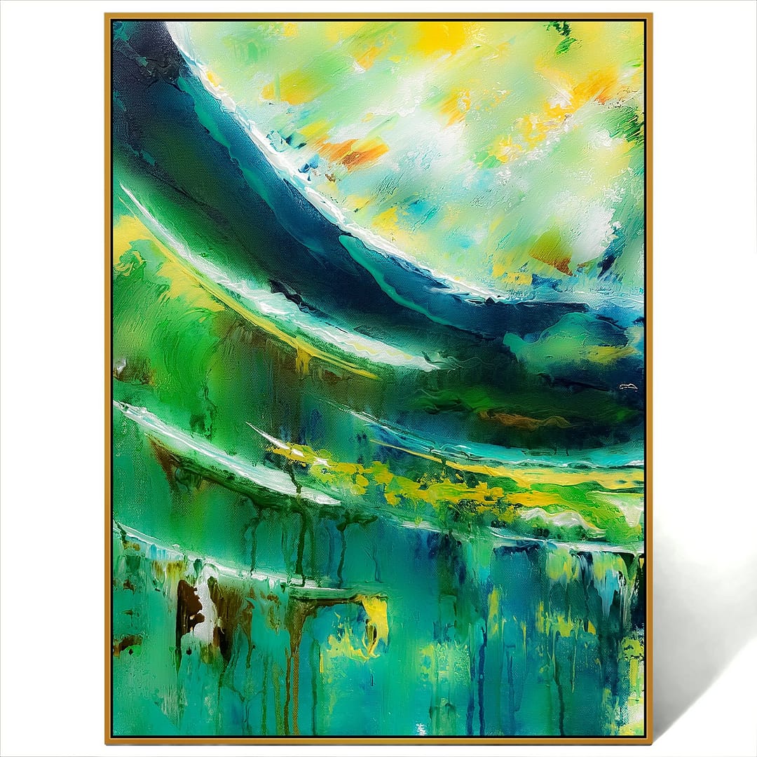 modern abstract green art painting canvas