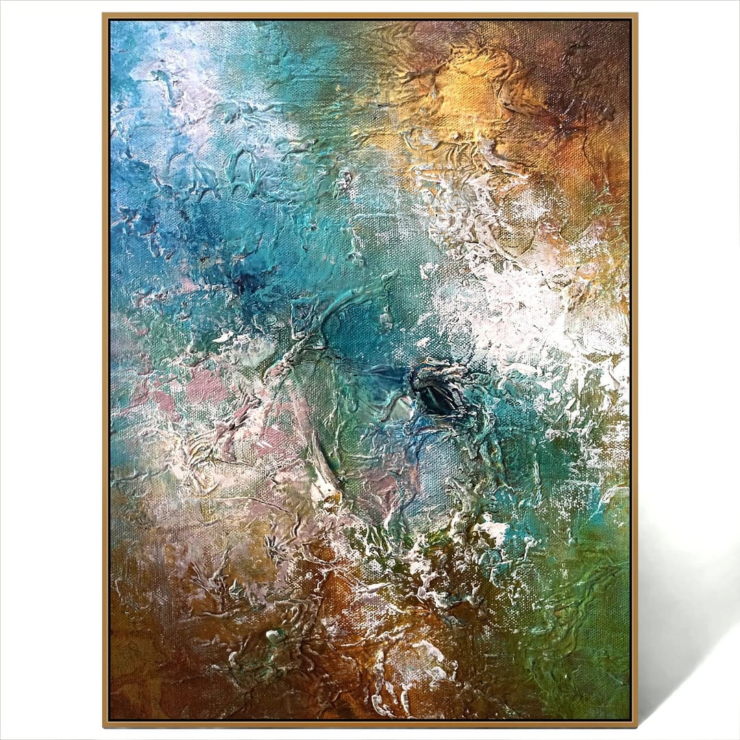 Texture blue gold art painting