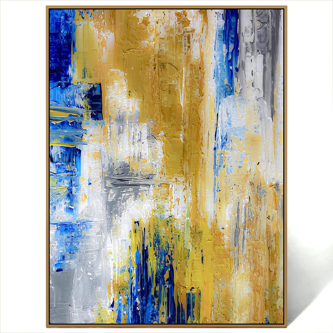abstract blue gold textured painting