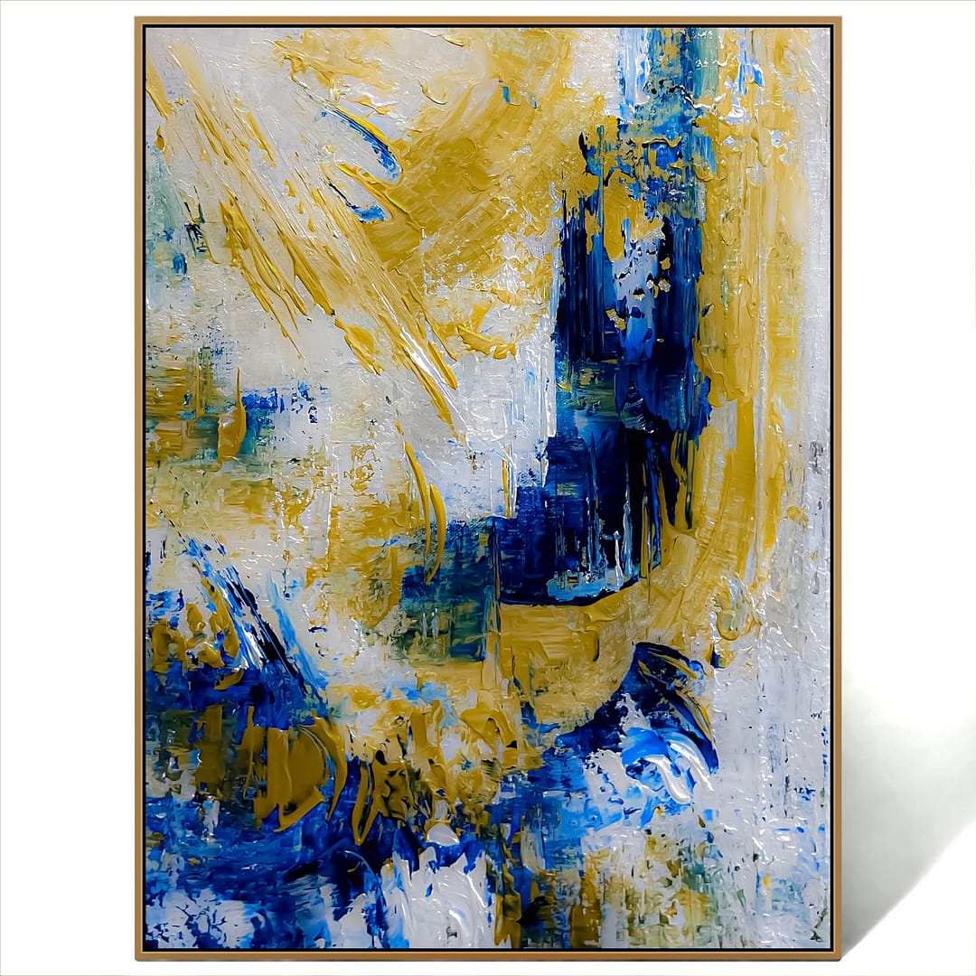abstract blue gold white painting