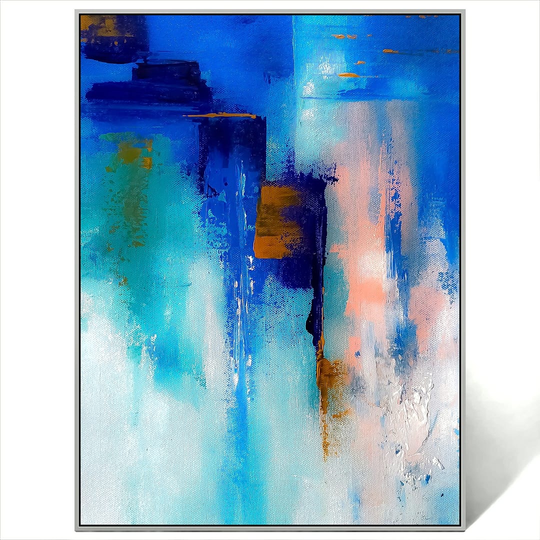 abstract blue pink white art