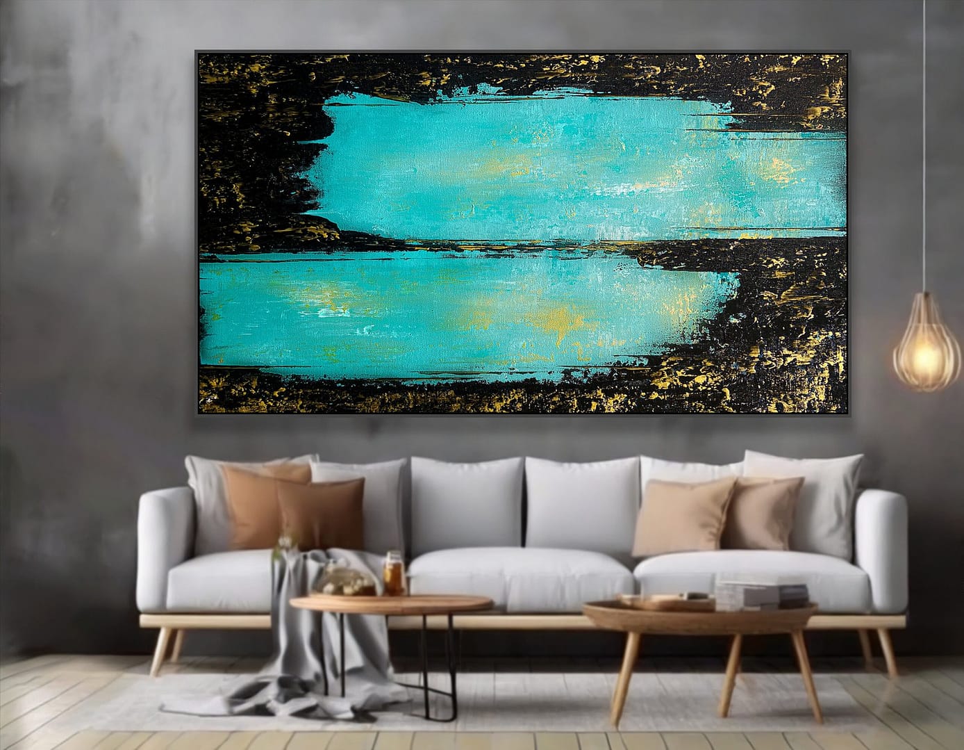 blue black gold abstract painting