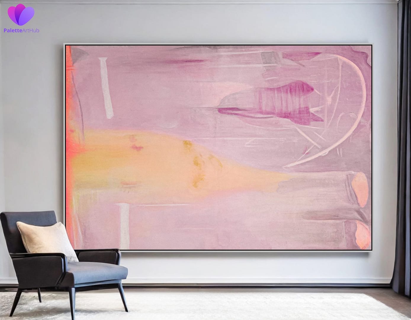 Modern Brush Stroke Geometric Art Painting On Canvas For Room Walls - Image 3