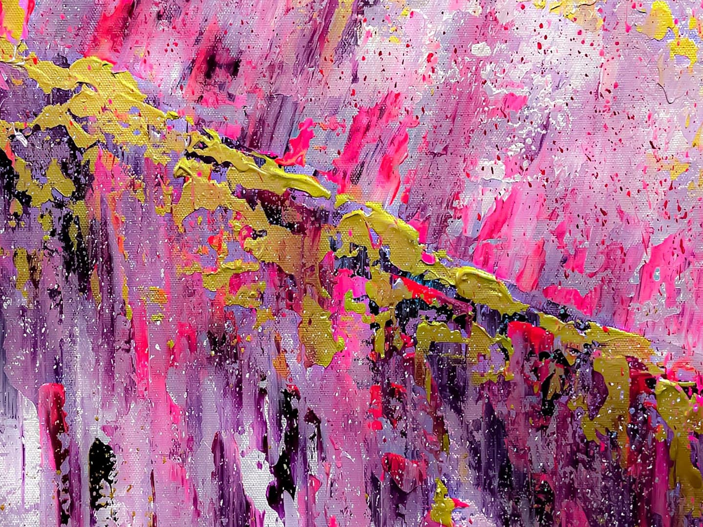 abstract pink gold wall art painting