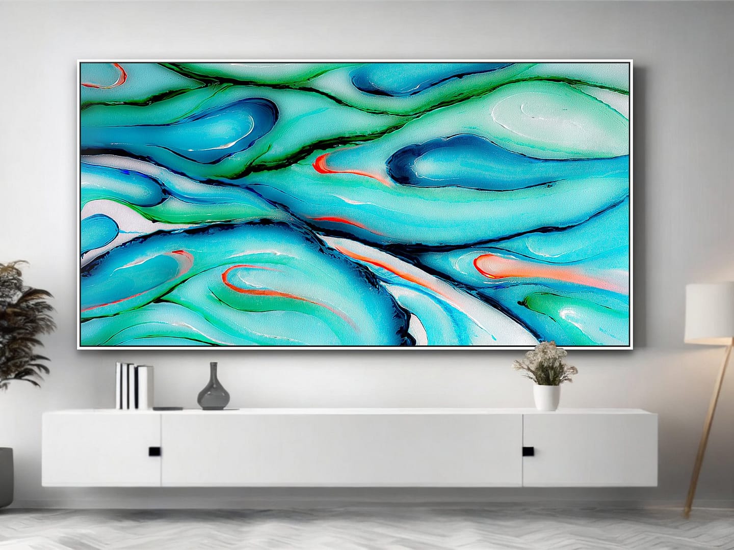 abstract blue green painting