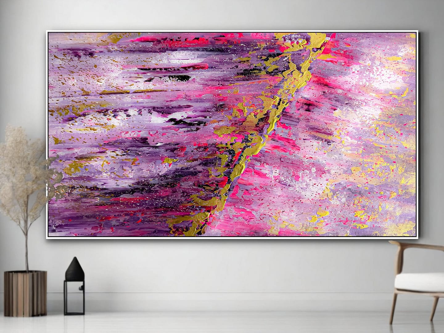 pink gold abstract painting