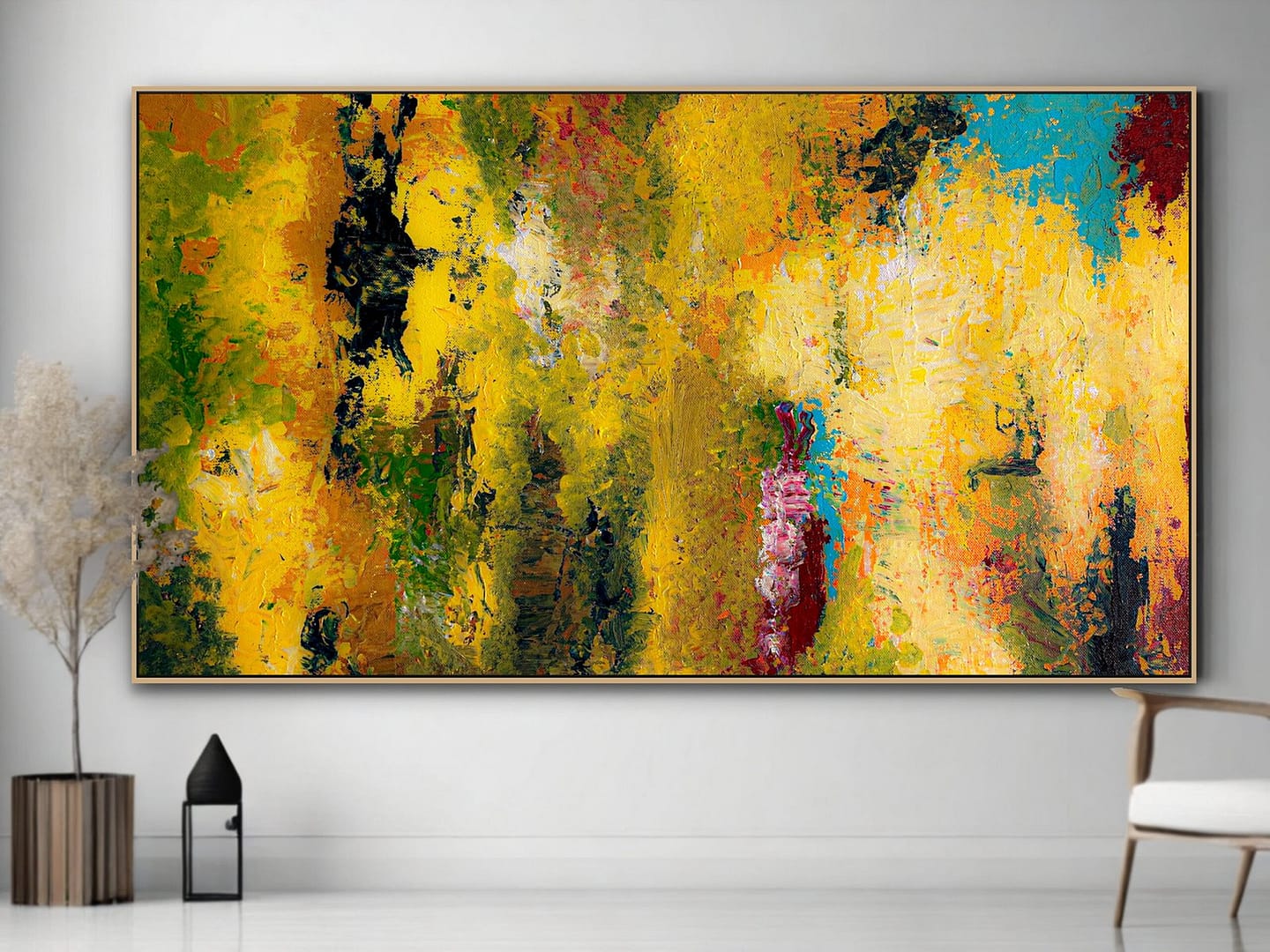 Extra Large Yellow Textured Art On Canvas Abstract Painting - Image 6
