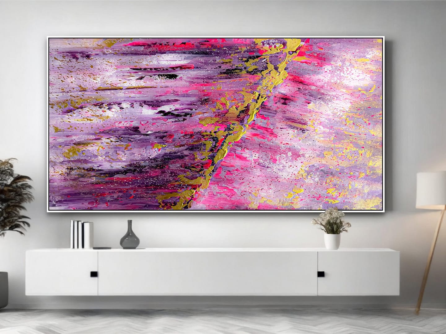 abstract pink gold wall art