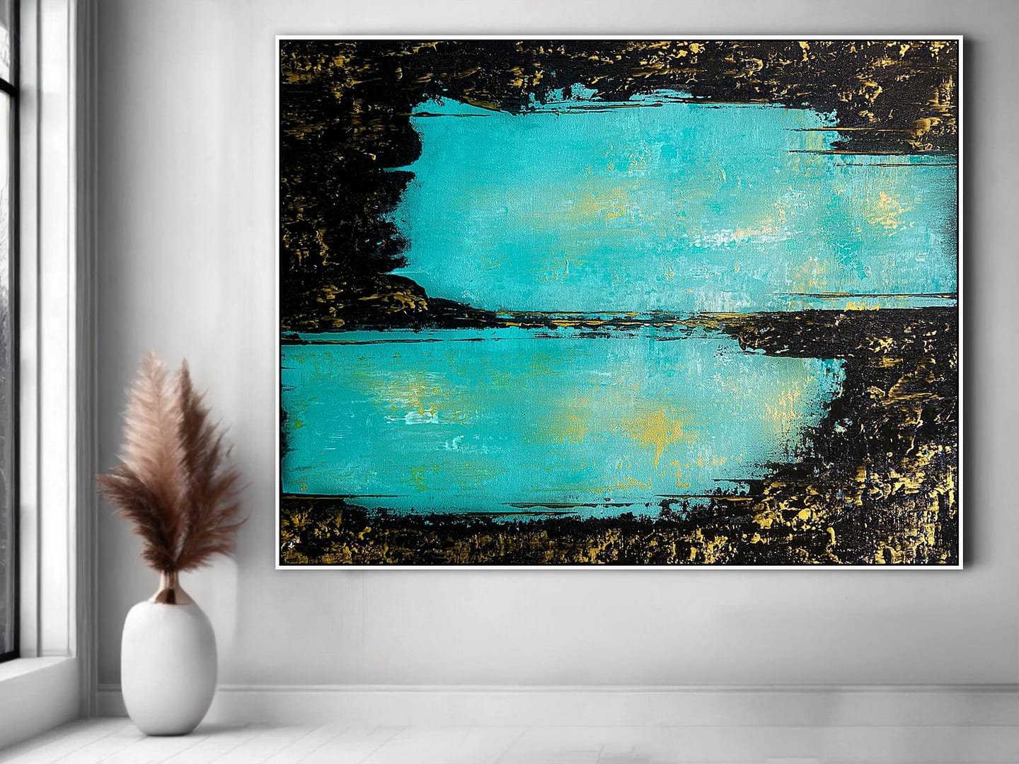 abstract blue black gold art