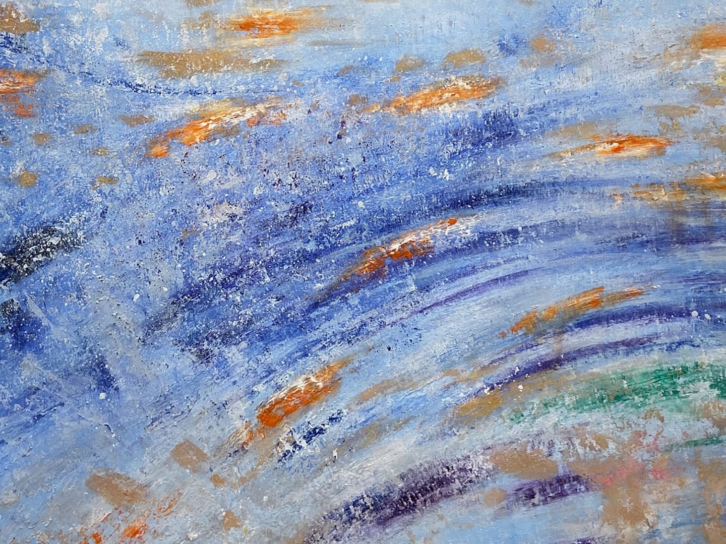 Abstract Blue And Gold Sea Waves Art Painting On Canvas For Home - Image 9