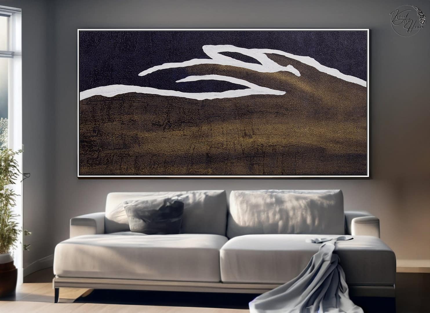 black gold white wall art