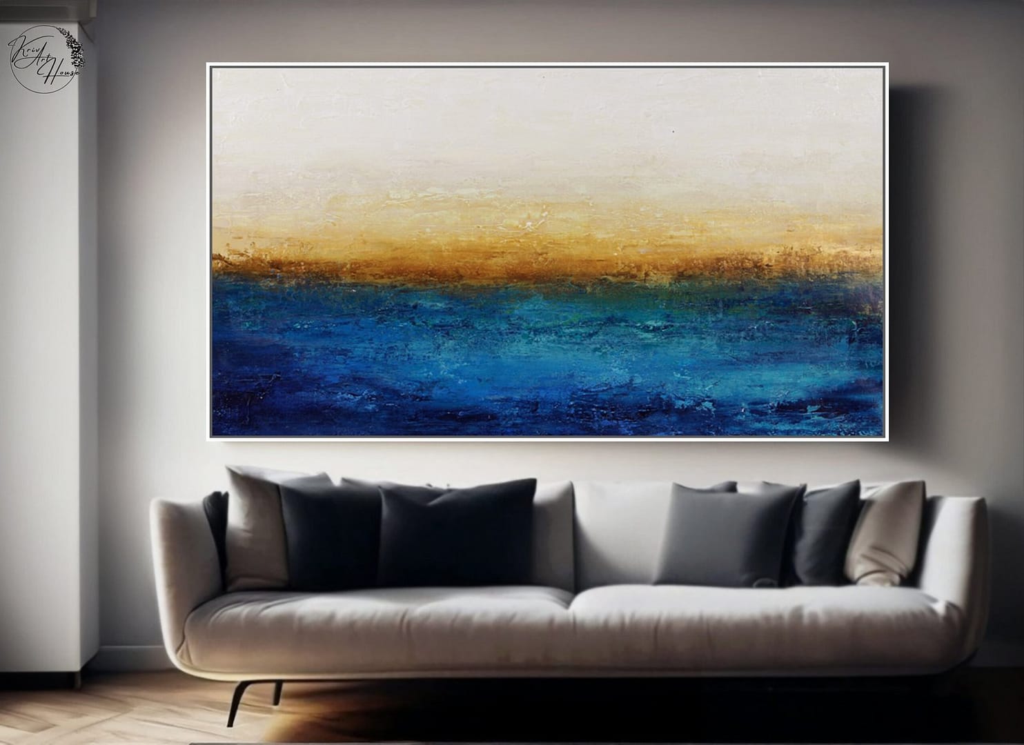 blue yellow abstract painting