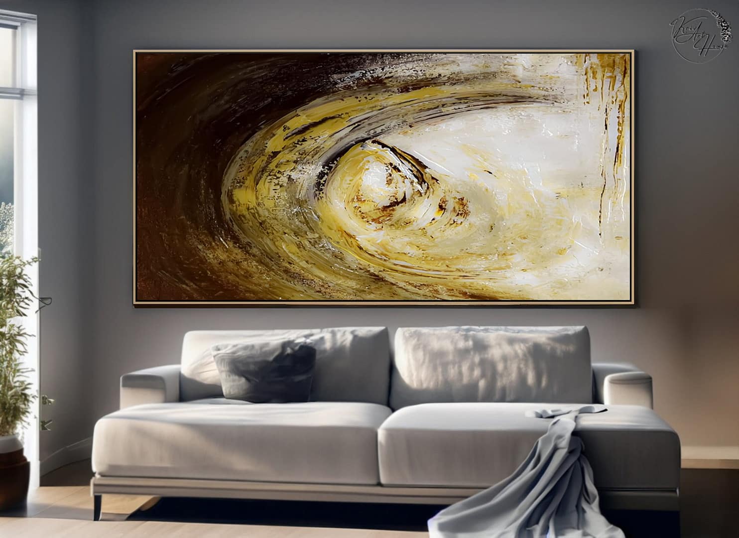 abstract painting with gold