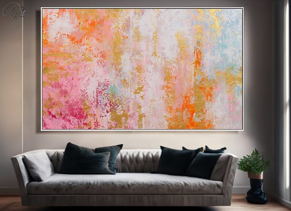 abstract pink orange painting