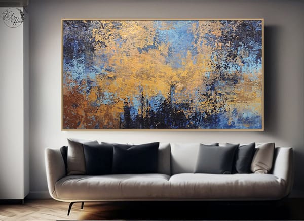 abstract blue gold painting