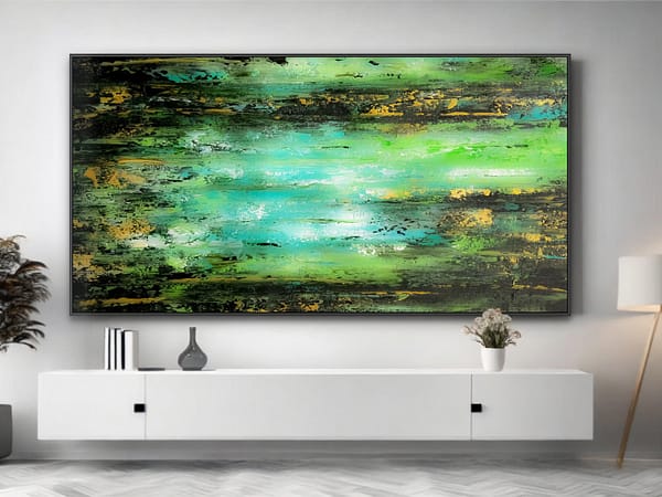 abstract green and black painting