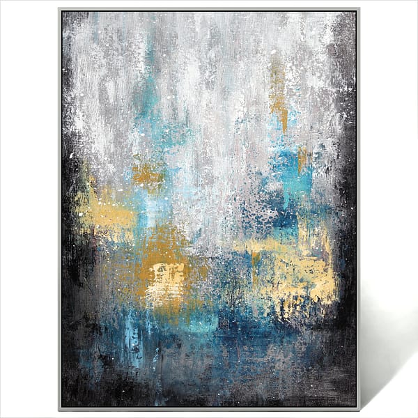 blue grey gold wall art painting