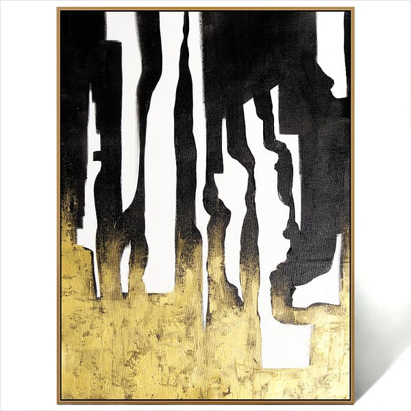 Minimalist Black Gold Painting