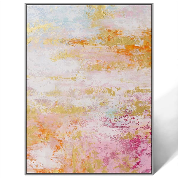 abstract pink orange wall art