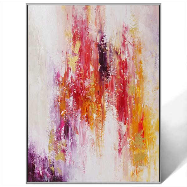 abstract pink orange art painting