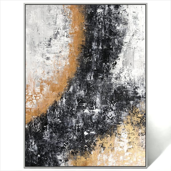 Abstract white gold black art