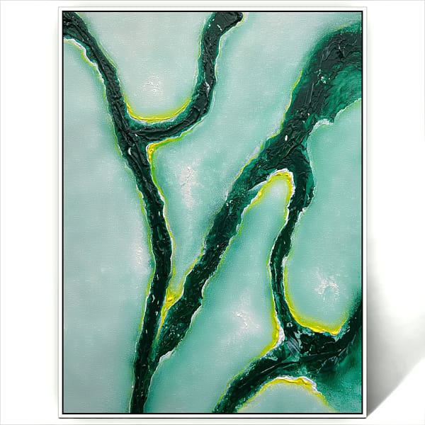 abstract green line art painting