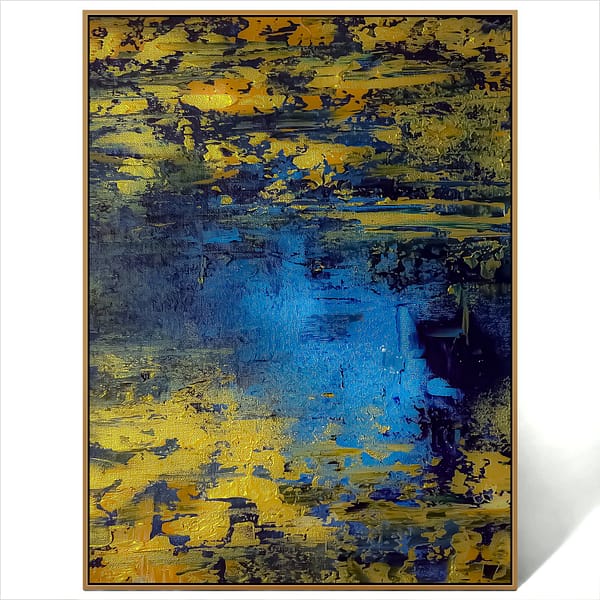 abstract blue gold art painting