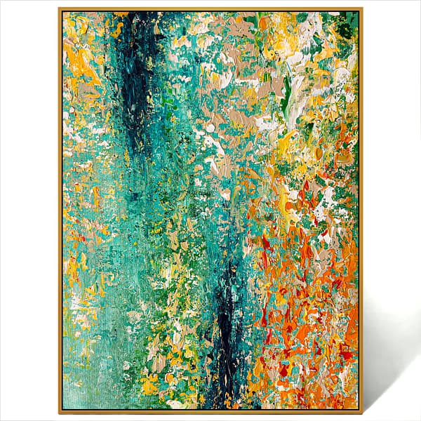 abstract green orange painting